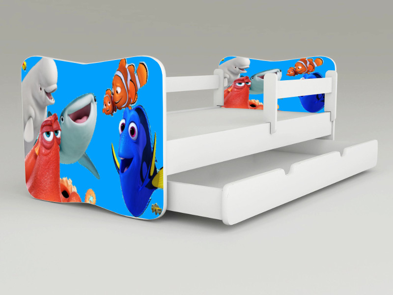 Detská posteľ s odnímateľnými bočnicami + šuflík Dory